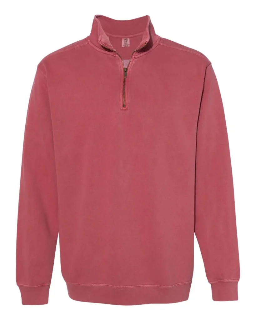 Comfort Colors Garment-Dyed Quarter-Zip Sweatshirt Crimson