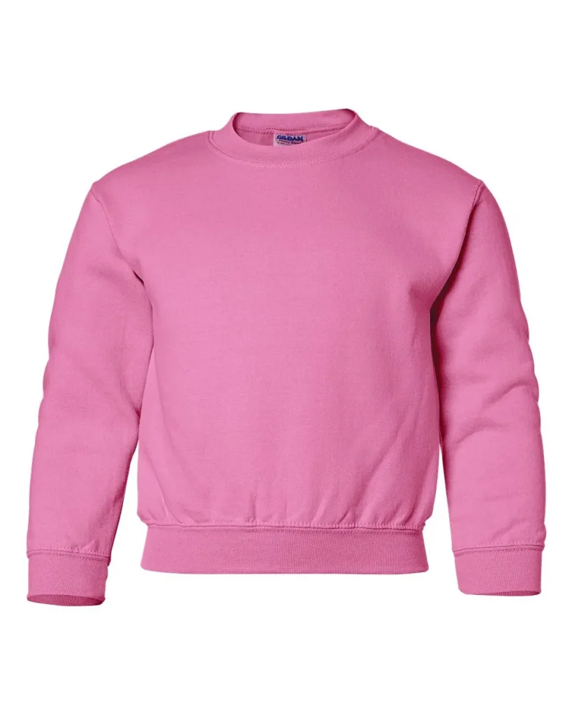 Gildan Youth Heavy Blend Crewneck Sweatshirt Safety Pink