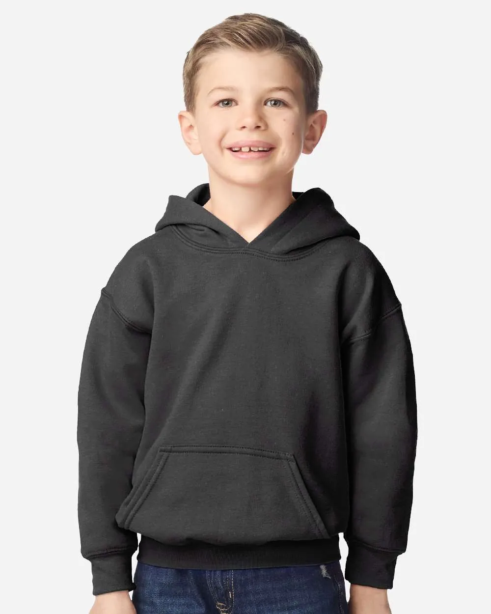 Gildan Youth Hooded Sweatshirt Fan Charcoal Heather