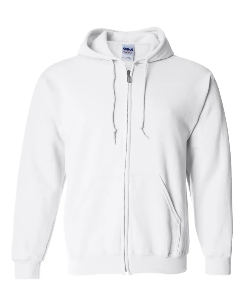 Gildan Heavy Blend Full-zip Hooded Sweatshirt White
