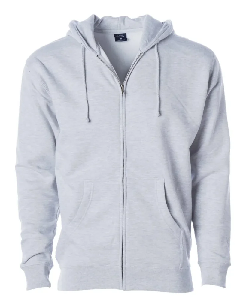 Independent Trading Co Heavyweight Full-Zip Hooded Sweatshirt Ash Heather