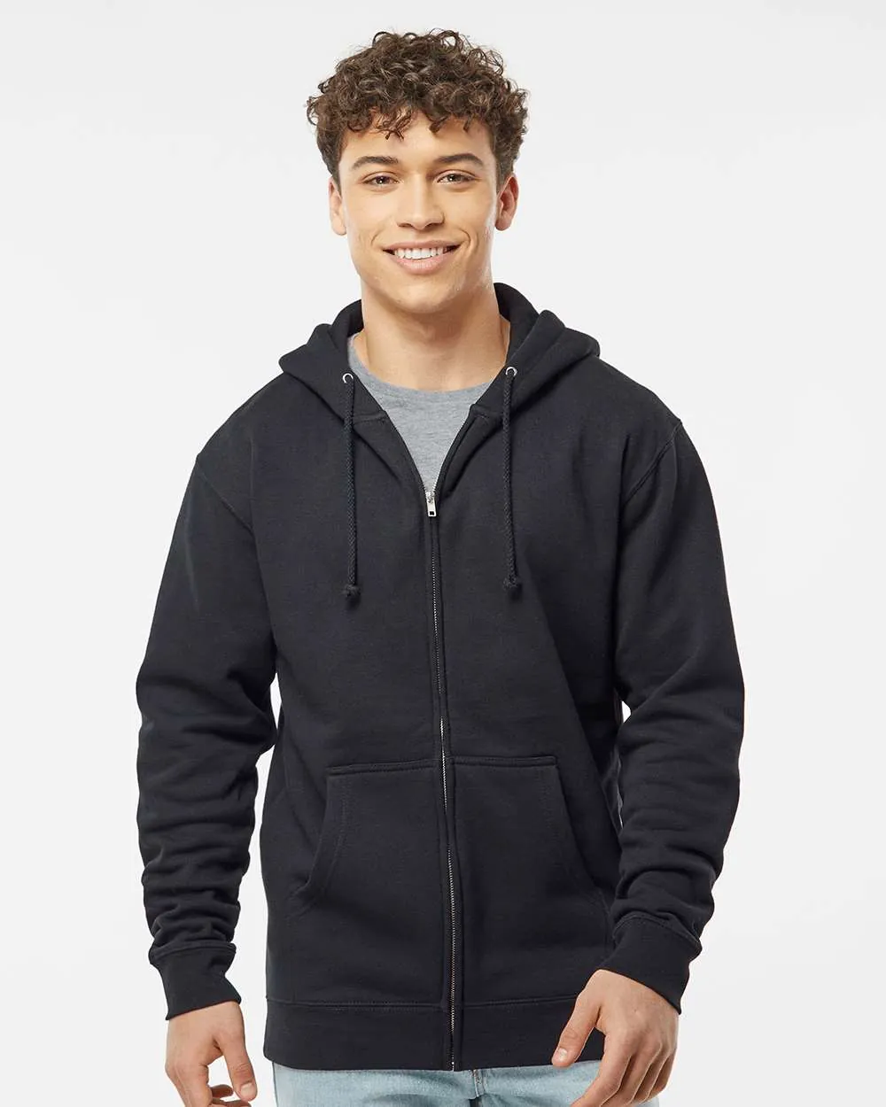 Independent Trading Co Heavyweight Full-Zip Hooded Sweatshirt Black