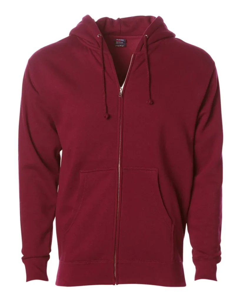 Independent Trading Co Heavyweight Full-Zip Hooded Sweatshirt Cardinal