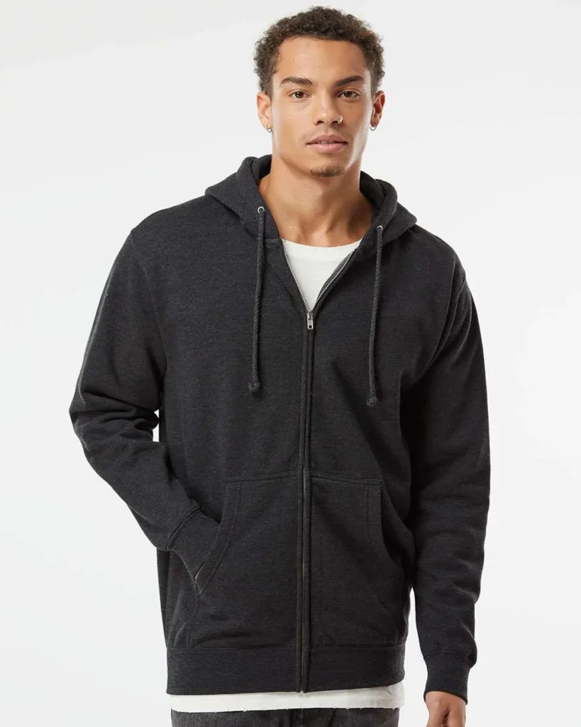 Independent Trading Co Heavyweight Full-Zip Hooded Sweatshirt Charcoal Heather