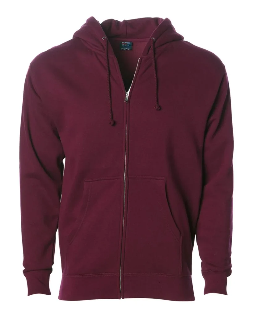 Independent Trading Co Heavyweight Full-Zip Hooded Sweatshirt Maroon