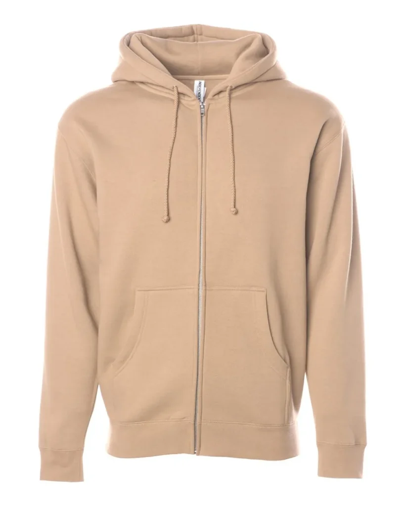Independent Trading Co Heavyweight Full-Zip Hooded Sweatshirt Sandstone
