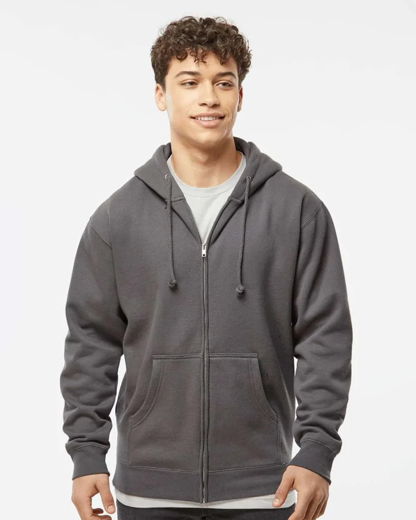 Independent Trading Co Heavyweight Full-Zip Hooded Sweatshirt Solid Charcoal