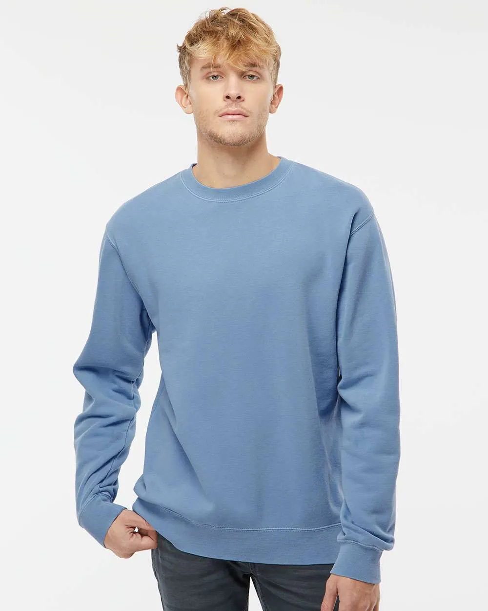 Independent Trading Co Midweight Pigment-Dyed Crewneck Sweatshirt Pigment Light Blue