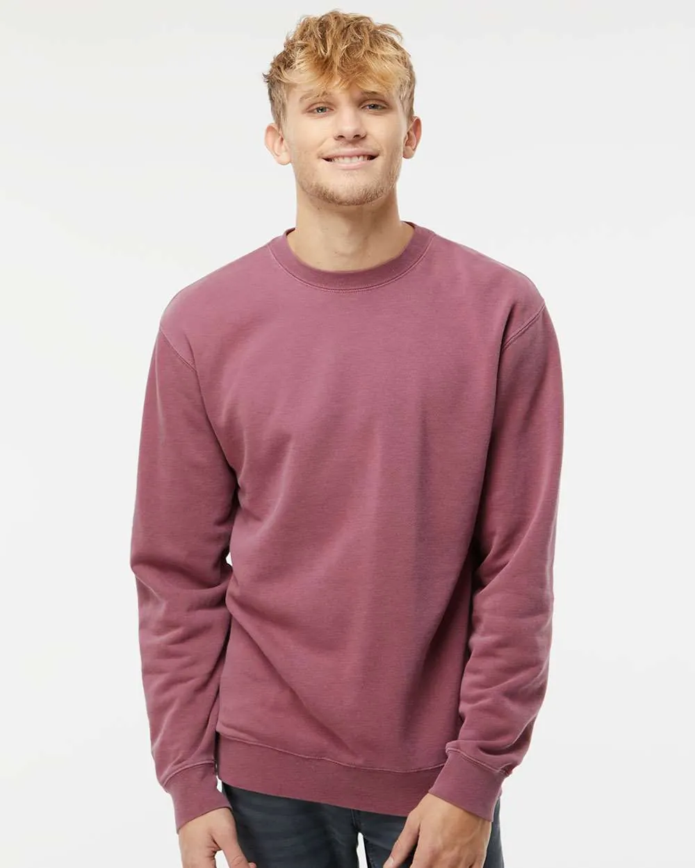 Independent Trading Co Midweight Pigment-Dyed Crewneck Sweatshirt Pigment Maroon