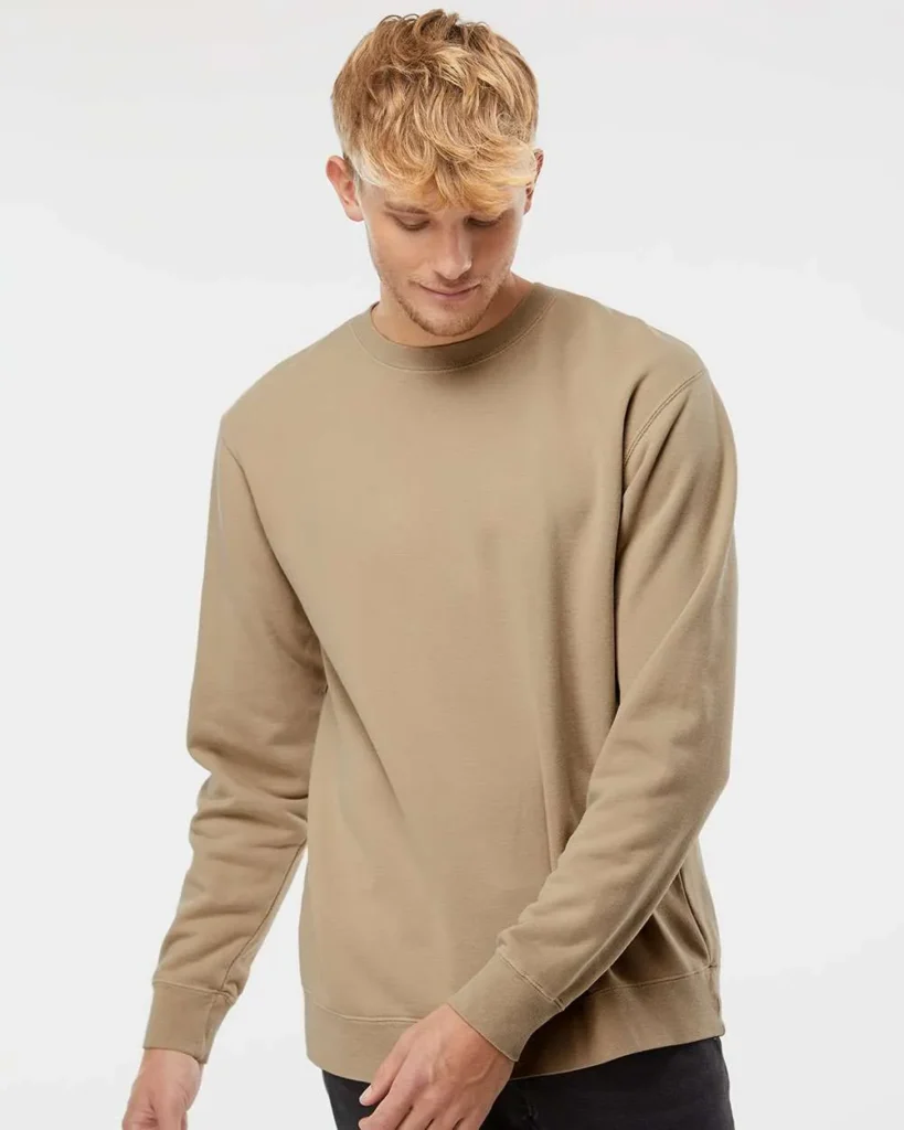 Independent Trading Co Midweight Pigment-Dyed Crewneck Sweatshirt Pigment Sandstone