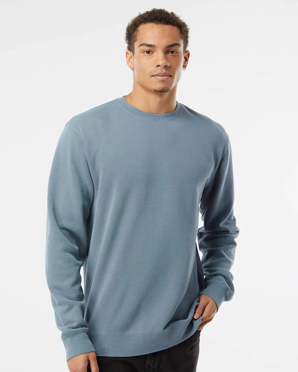 Independent Trading Co Midweight Pigment-Dyed Crewneck Sweatshirt Pigment Slate Blue