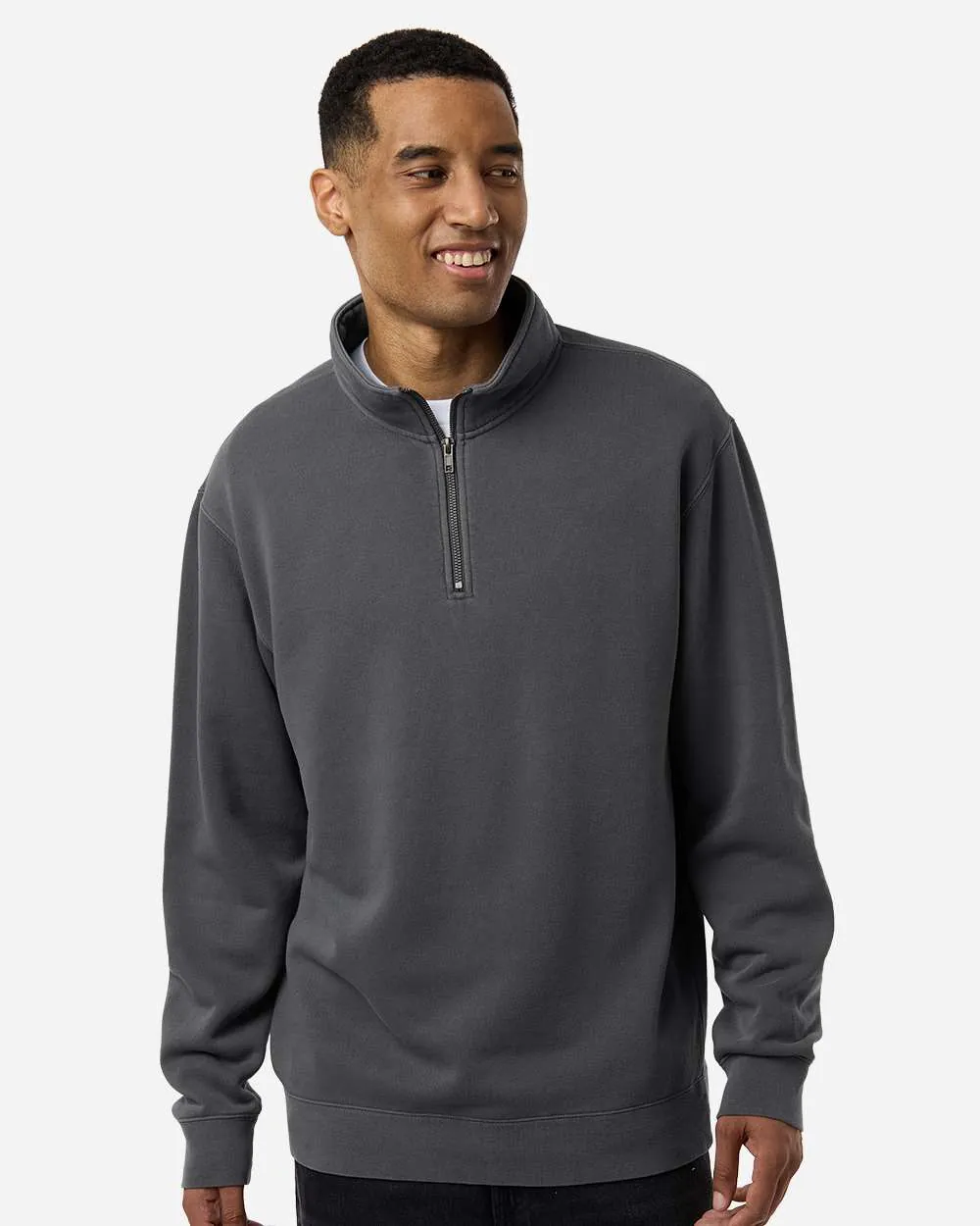Independent Trading Co Pigment-Dyed Quarter-Zip Pullover Pigment Black
