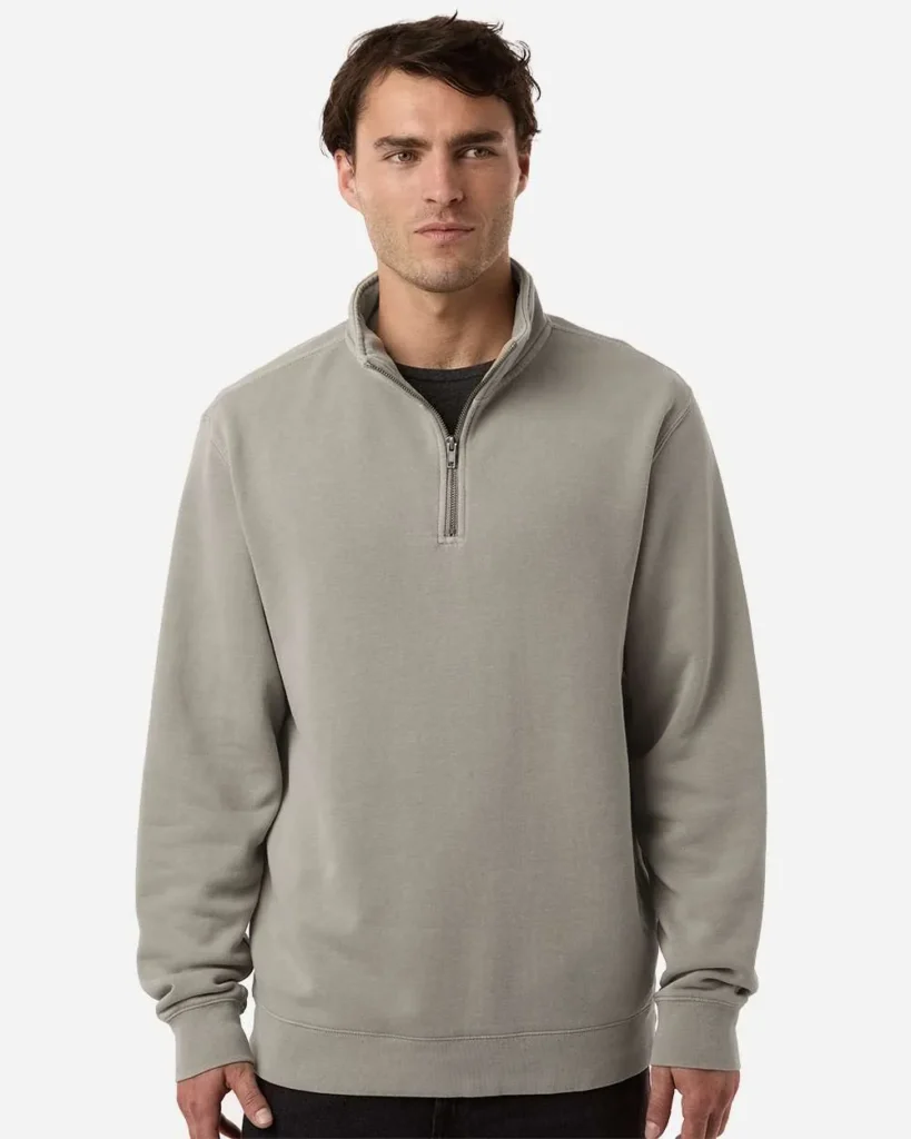 Independent Trading Co Pigment-Dyed Quarter-Zip Pullover Pigment Cement