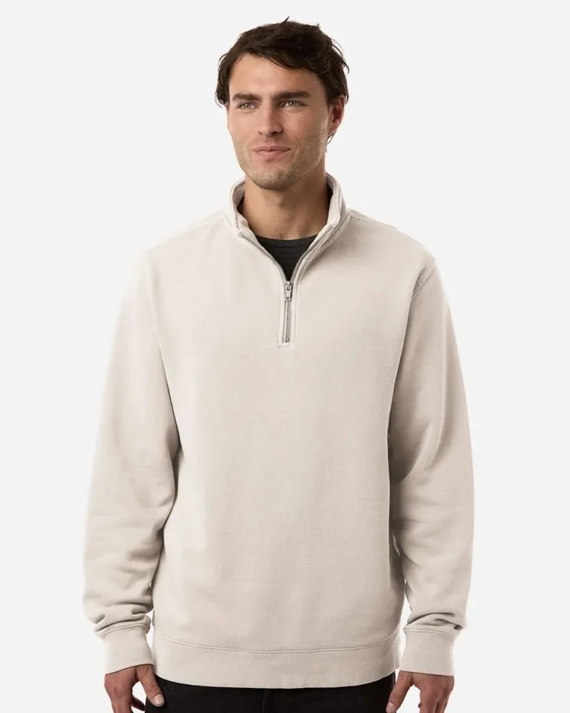 Independent Trading Co Pigment-Dyed Quarter-Zip Pullover Pigment Ivory