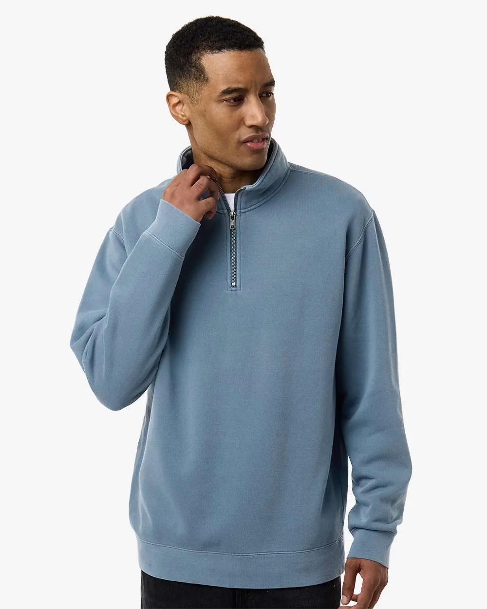 Independent Trading Co Pigment-Dyed Quarter-Zip Pullover Pigment Slate Blue