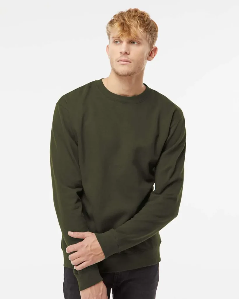 Independent Trading Co Midweight Crewneck Sweatshirt Army