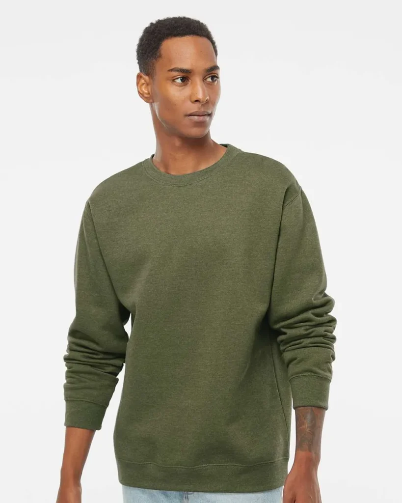 Independent Trading Co Midweight Crewneck Sweatshirt Army Heather