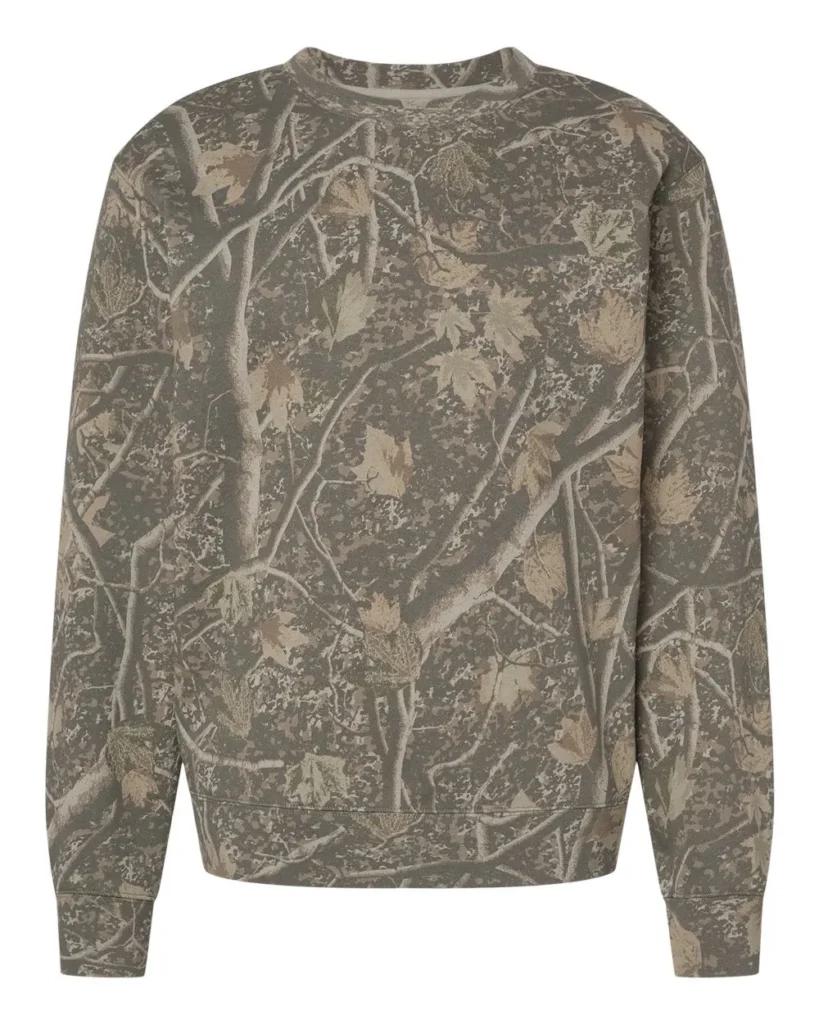 Independent Trading Co Midweight Crewneck Sweatshirt Deadwood Tree Camo