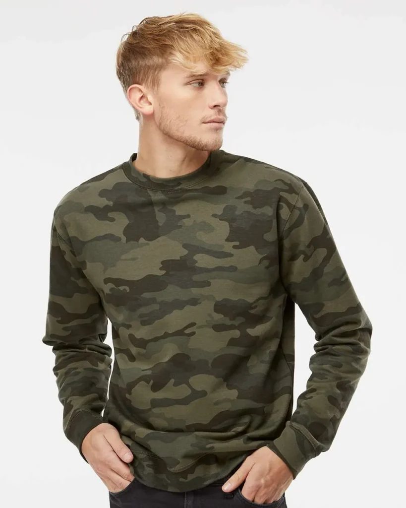 Independent Trading Co Midweight Crewneck Sweatshirt Forest Camo