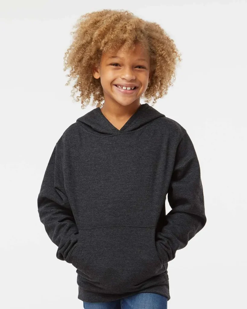 Independent Trading Co Youth Midweight Hooded Sweatshirt Charcoal Heather