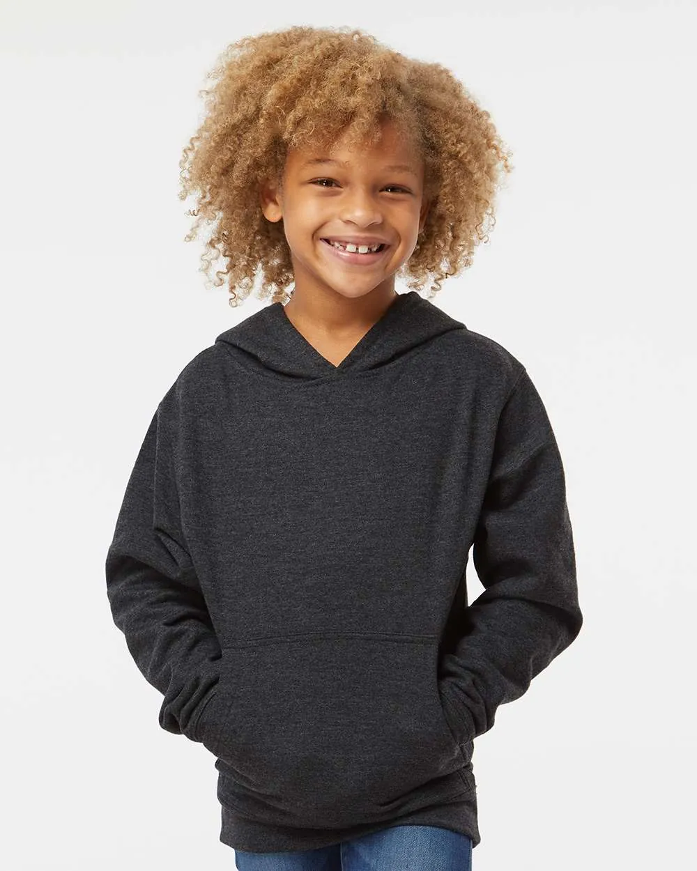 Independent Trading Co Youth Midweight Hooded Sweatshirt Charcoal Heather
