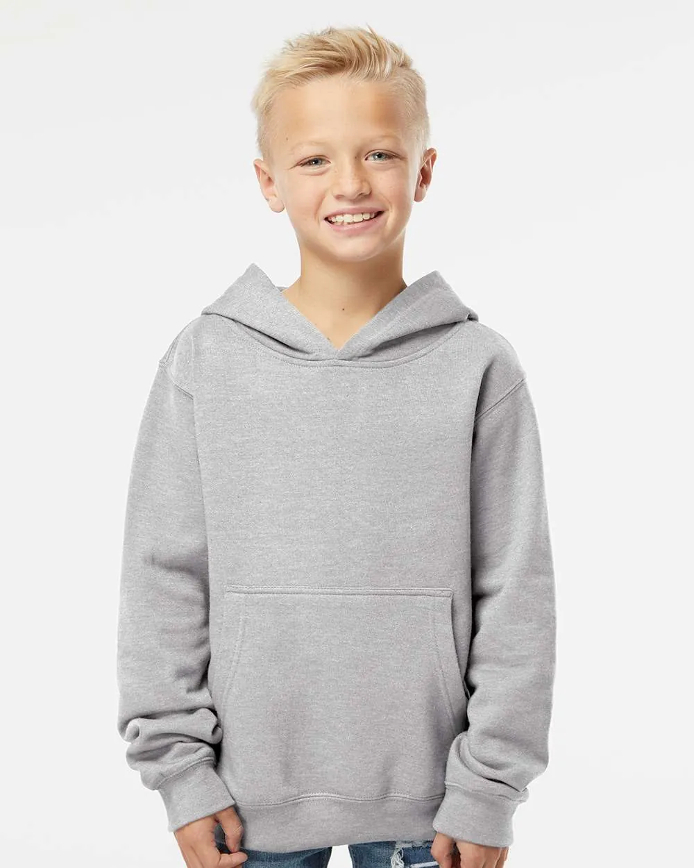 Independent Trading Co Youth Midweight Hooded Sweatshirt Grey Heather