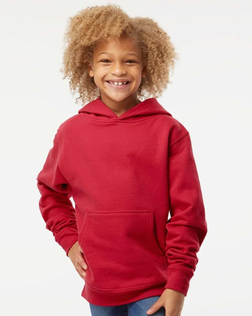 Independent Trading Co Youth Midweight Hooded Sweatshirt Red