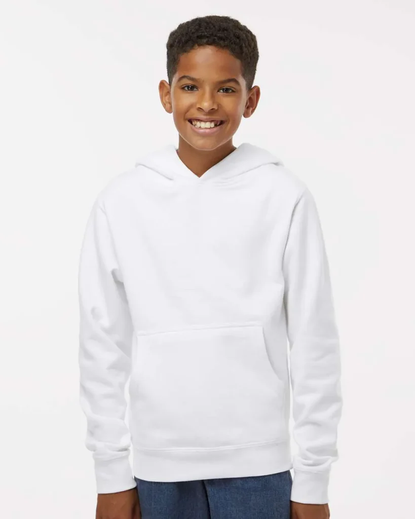 Independent Trading Co Youth Midweight Hooded Sweatshirt White