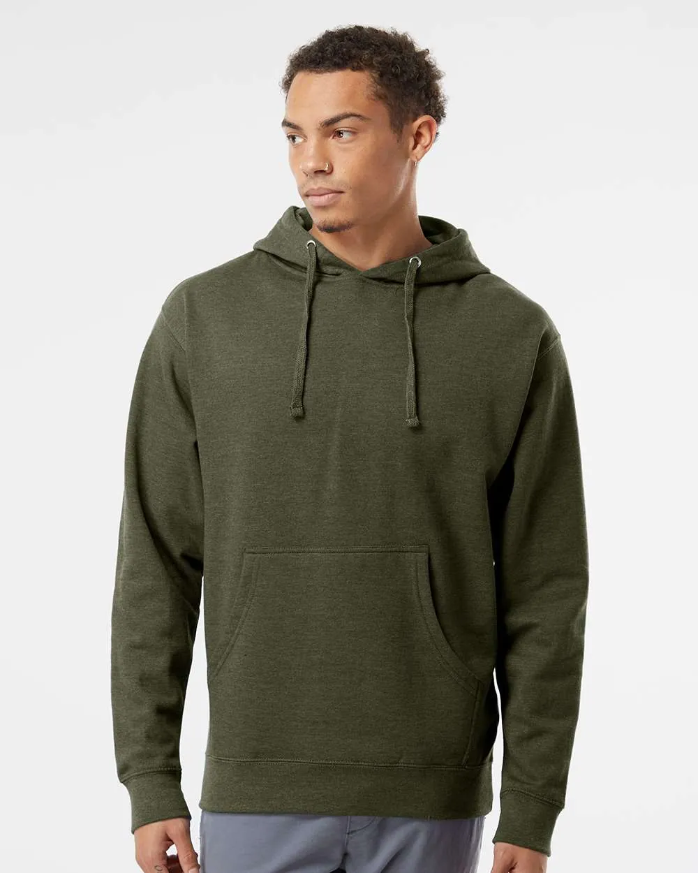 Independent Trading Midweight Hooded Sweatshirt Army Heather