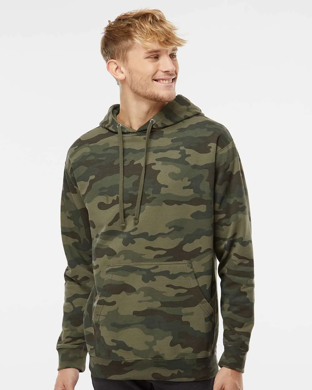 Independent Trading Midweight Hooded Sweatshirt Forest Camo