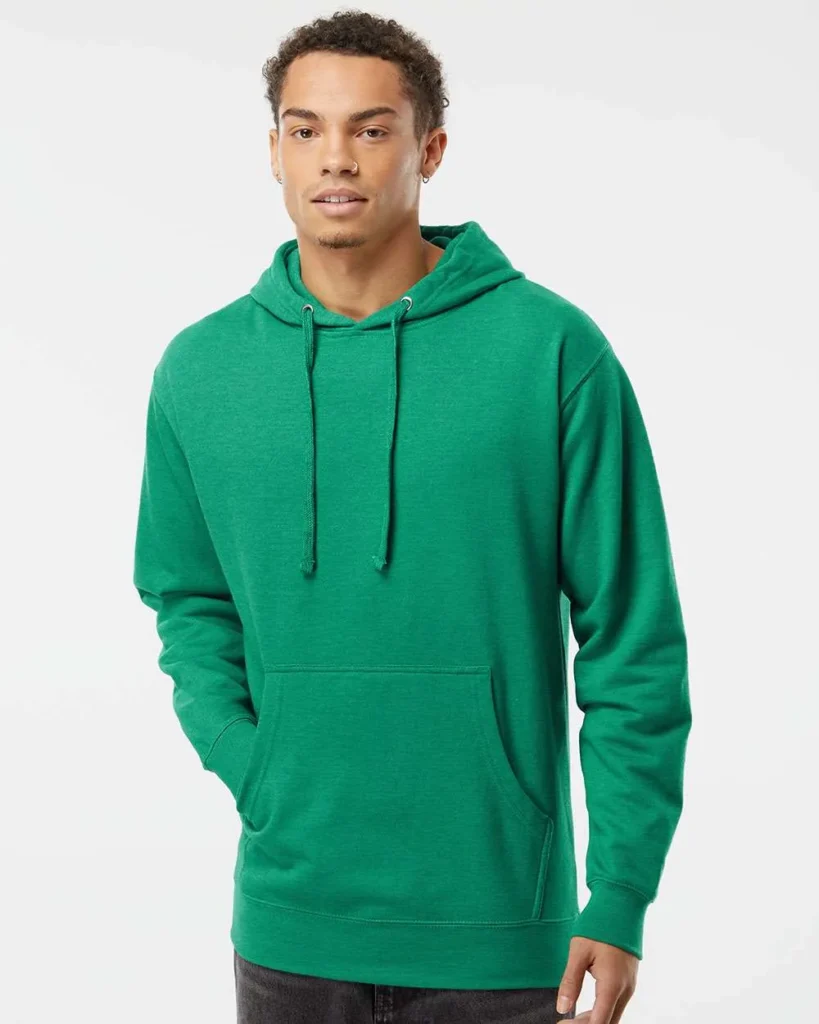 Independent Trading Midweight Hooded Sweatshirt Kelly Green Heather