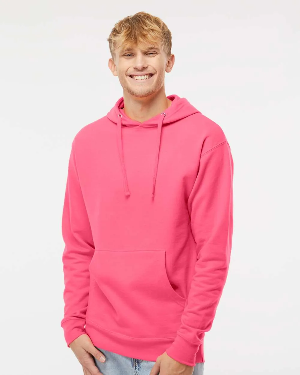 Independent Trading Midweight Hooded Sweatshirt Neon Pink