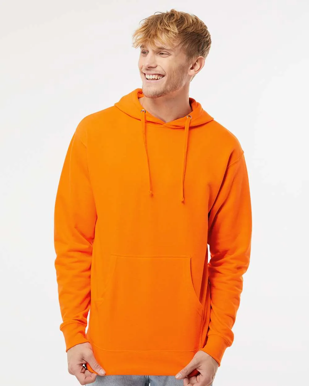 Independent Trading Midweight Hooded Sweatshirt Safety Orange