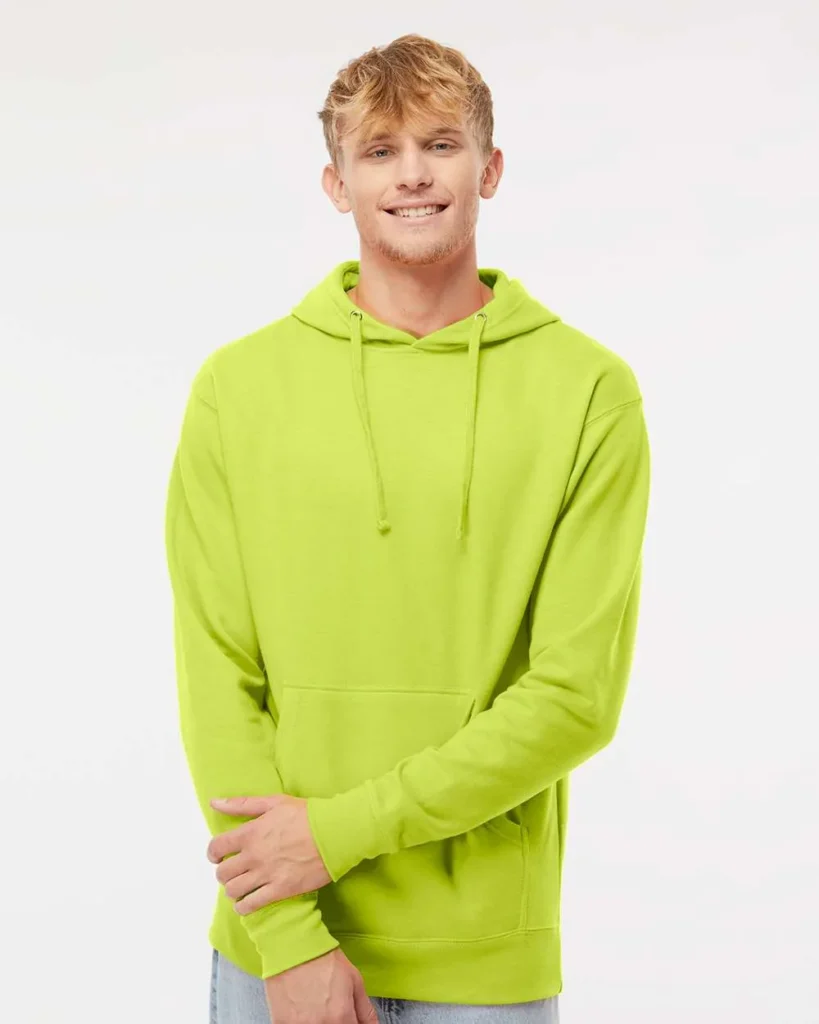 Independent Trading Midweight Hooded Sweatshirt Safety Yellow