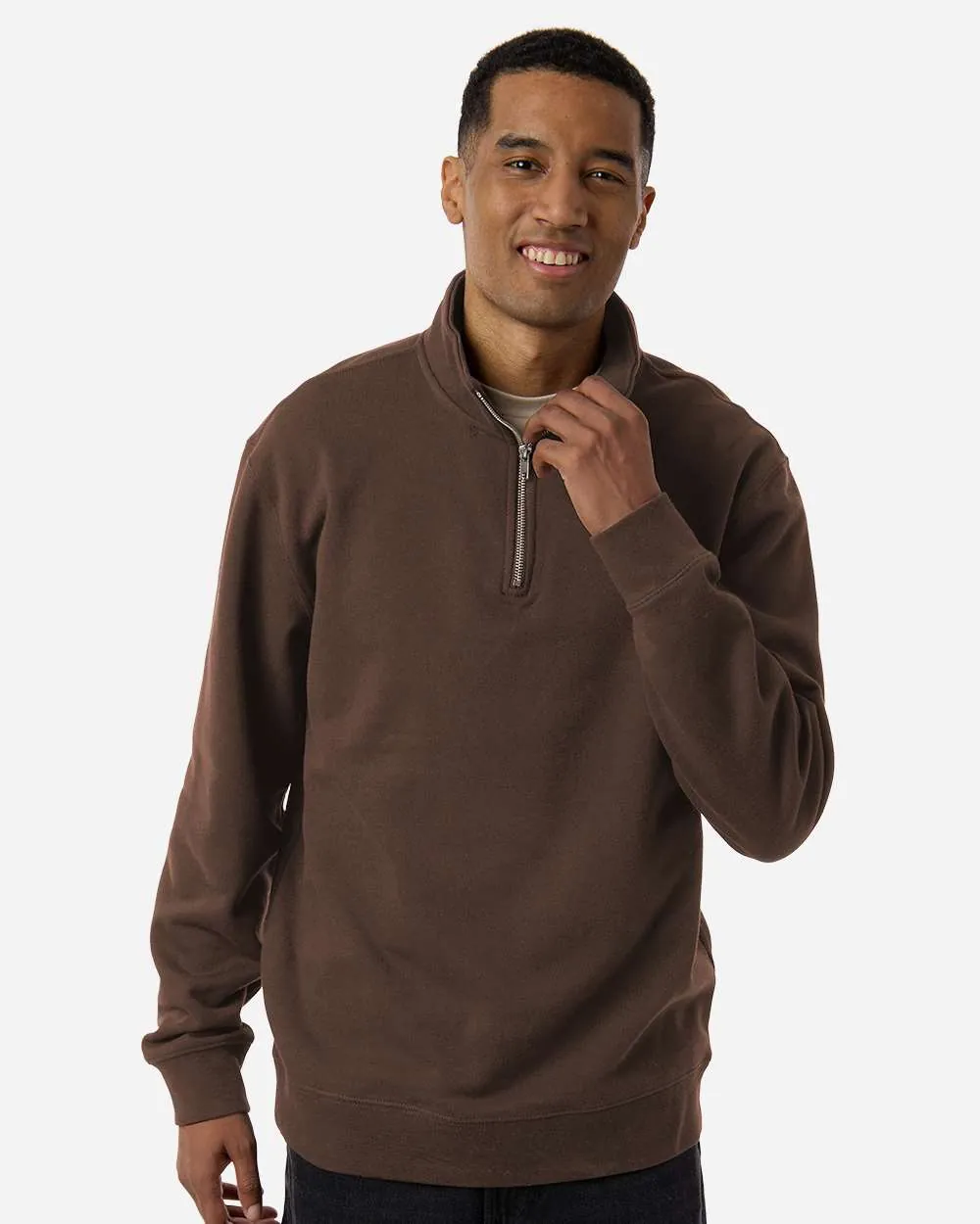 Independent Trading Co Midweight Quarter-Zip Pullover Brown