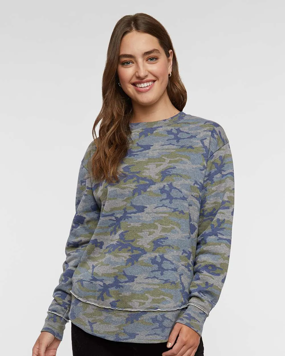 LAT Women's Weekend Crewneck Sweatshirt Vintage Camo