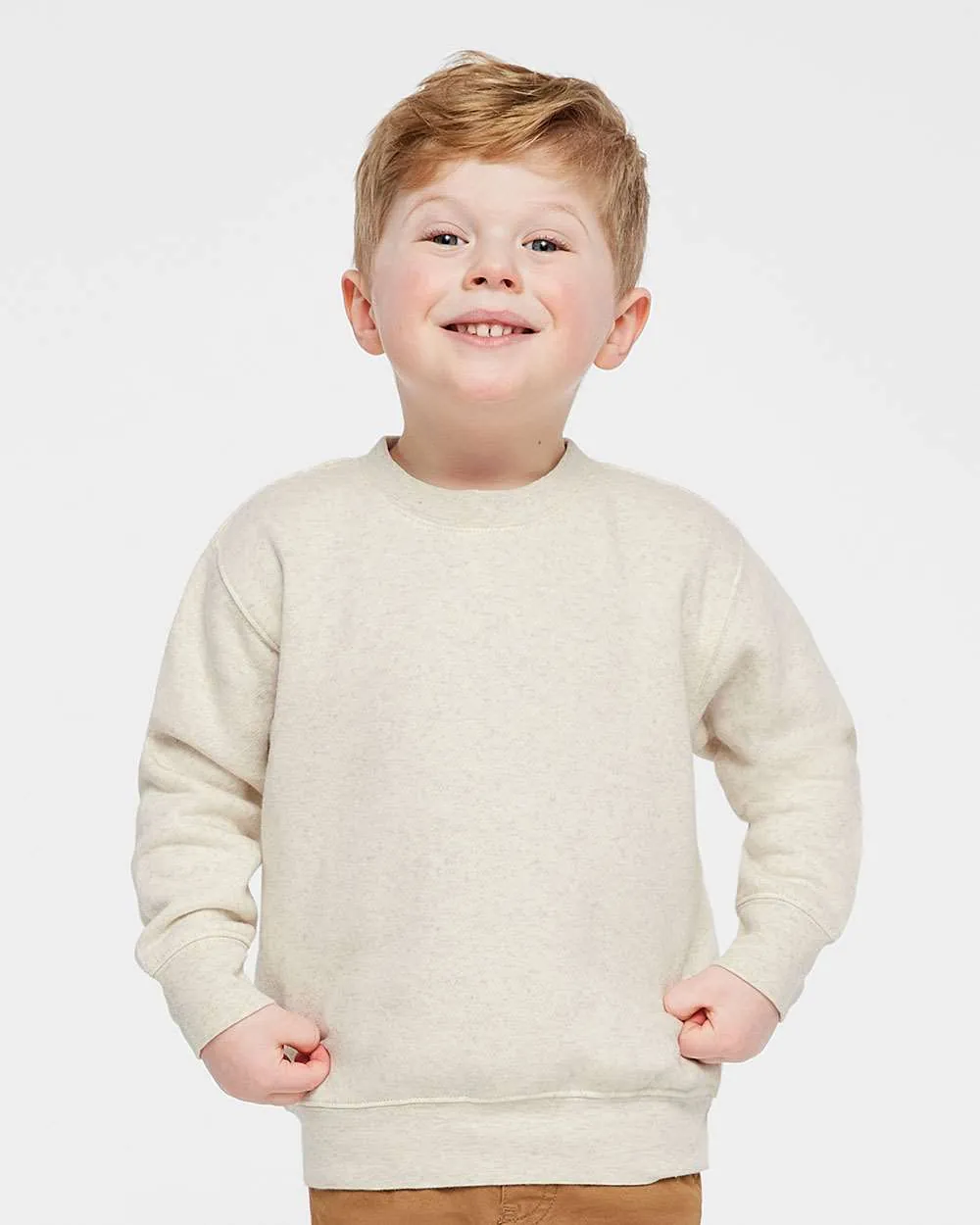 Rabbit Skins Toddler Fleece Crewneck Sweatshirt Natural Heather