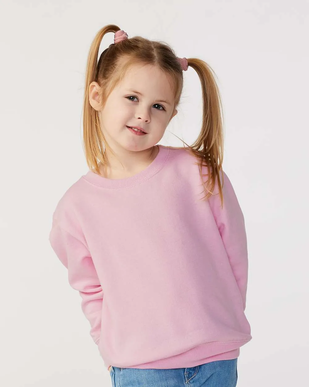 Rabbit Skins Toddler Fleece Crewneck Sweatshirt Pink