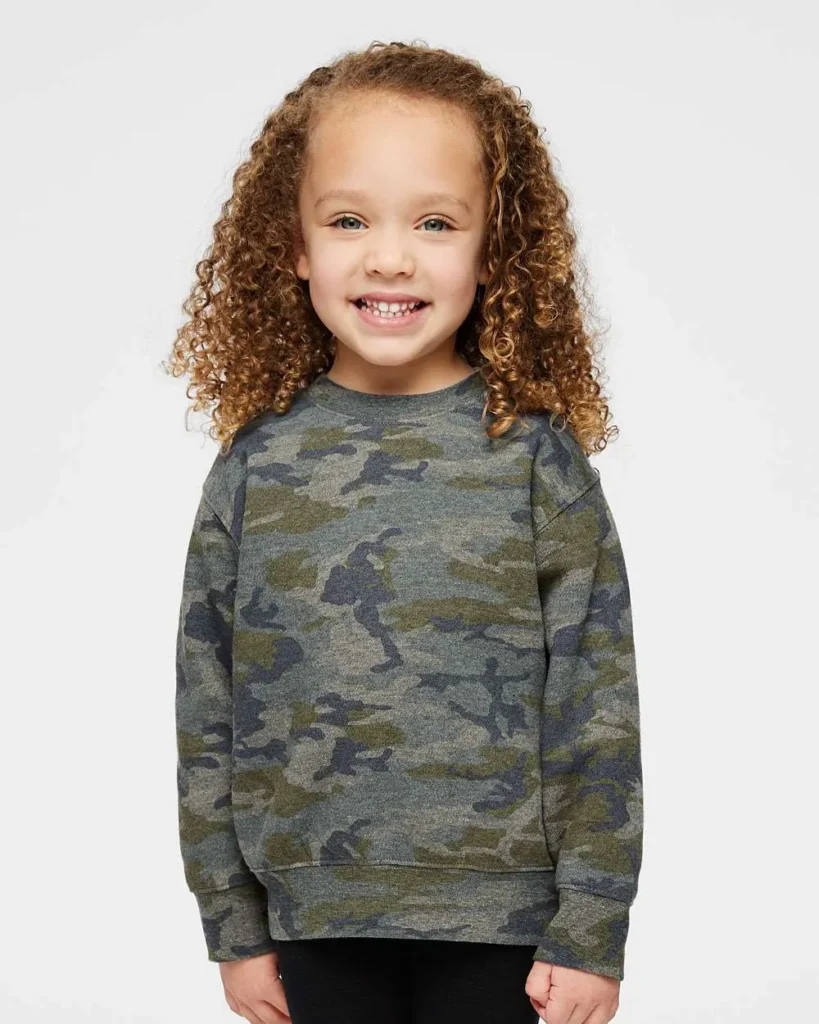 Rabbit Skins Toddler Fleece Crewneck Sweatshirt Vintage Camo