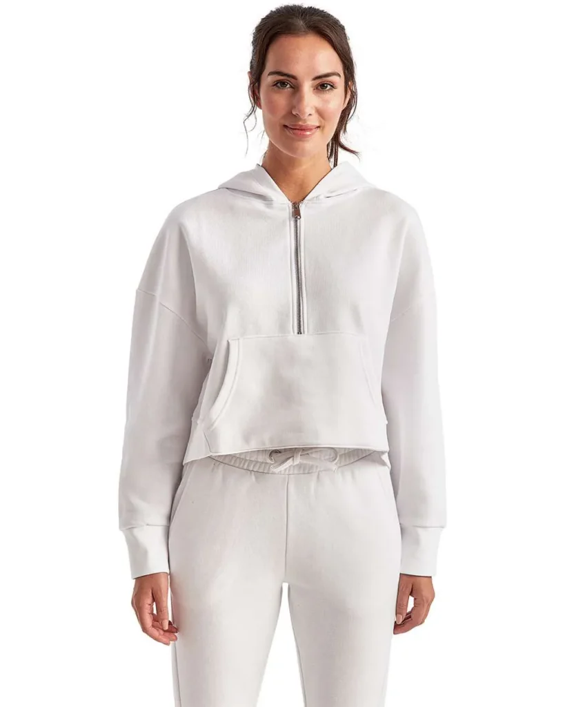 TriDri Women's Half-Zip Hooded Sweatshirt White