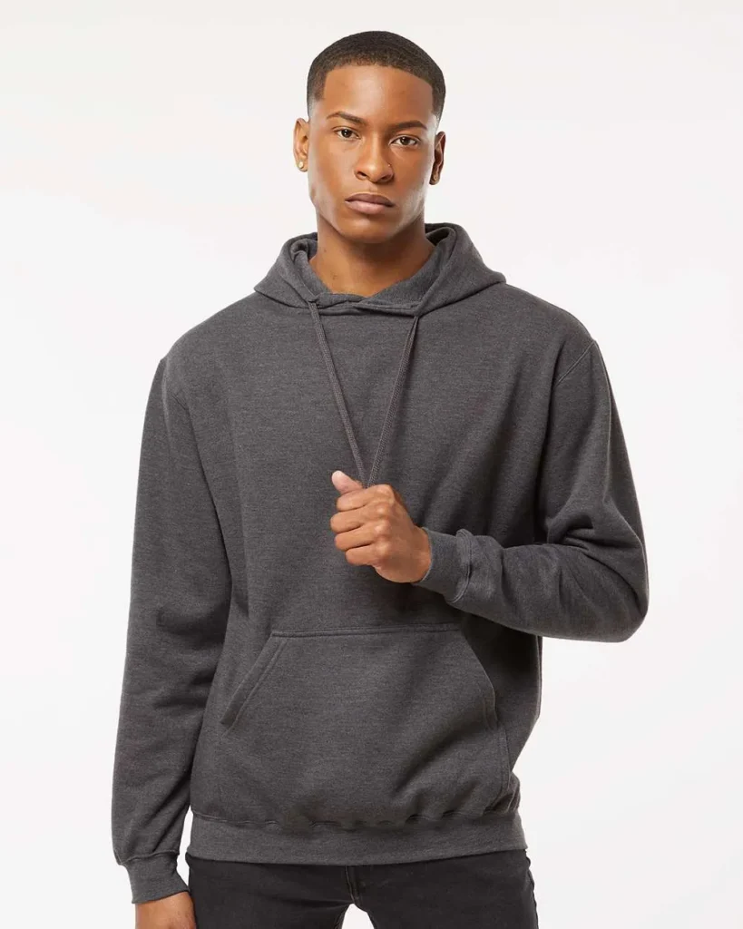 Tultex Fleece Hooded Sweatshirt Heather Charcoal