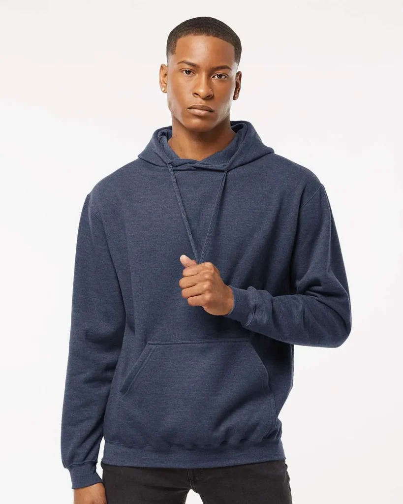 Tultex Fleece Hooded Sweatshirt Heather Denim