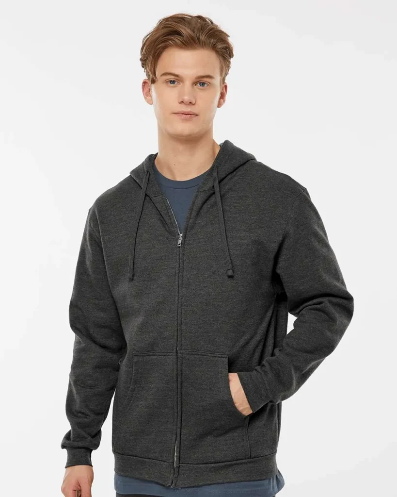 Tultex Full-Zip Hooded Sweatshirt Heather Graphite