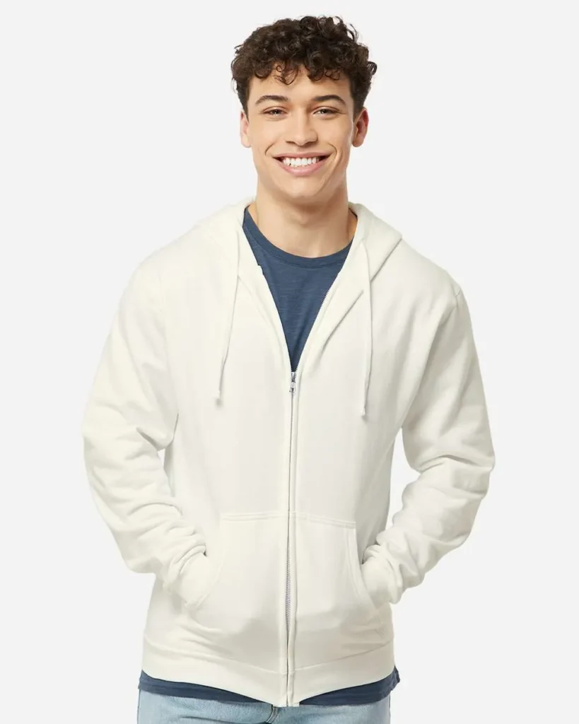 Tultex Full-Zip Hooded Sweatshirt Natural