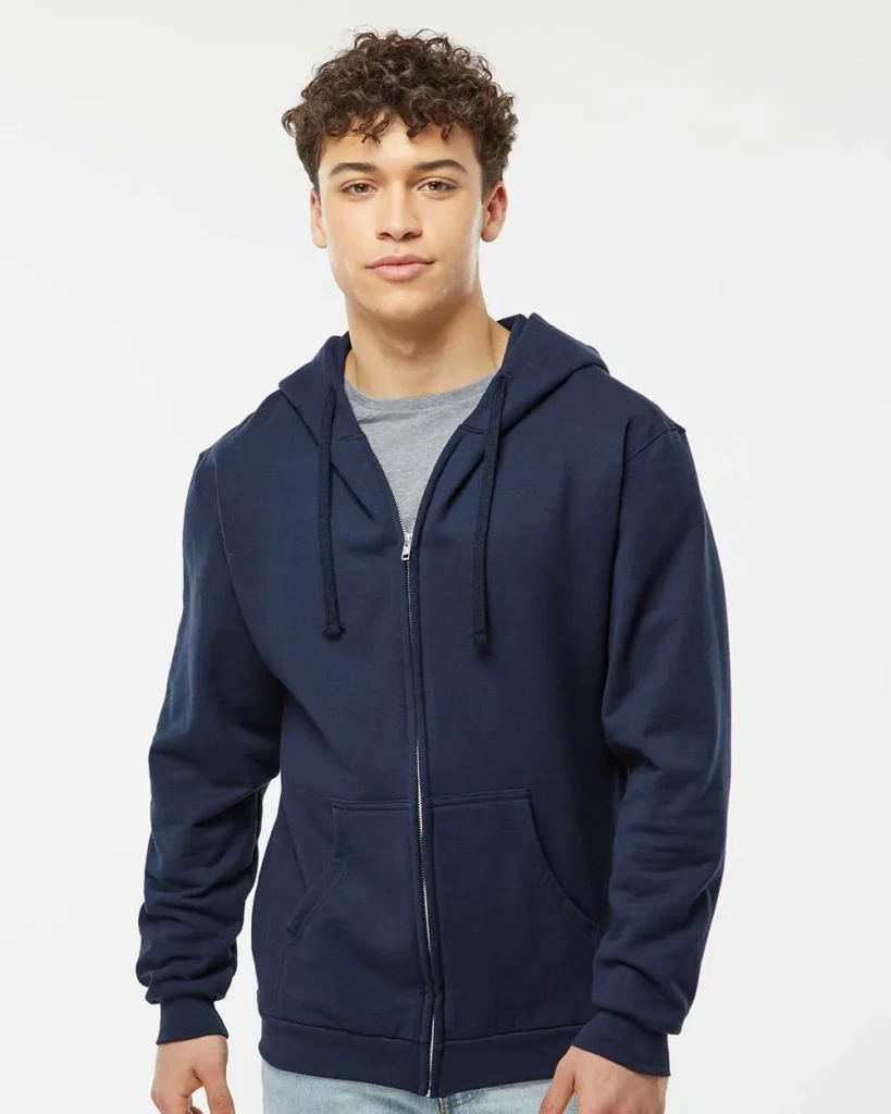 Tultex Full-Zip Hooded Sweatshirt Navy