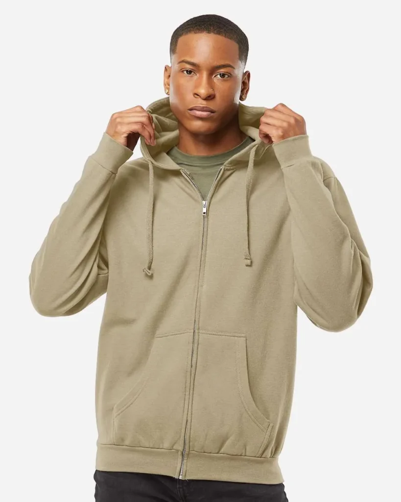 Tultex Full-Zip Hooded Sweatshirt Sand