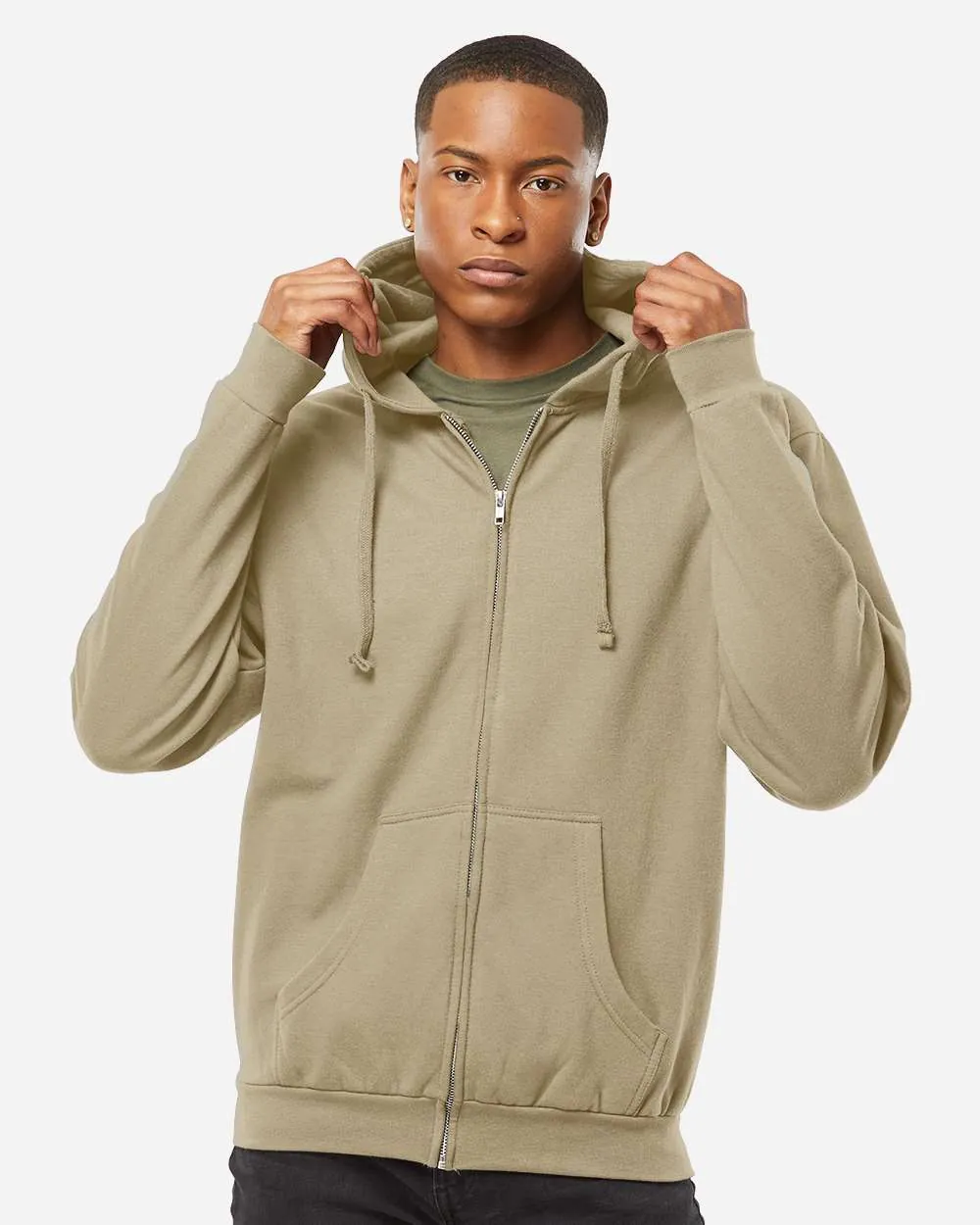 Tultex Full-Zip Hooded Sweatshirt Sand