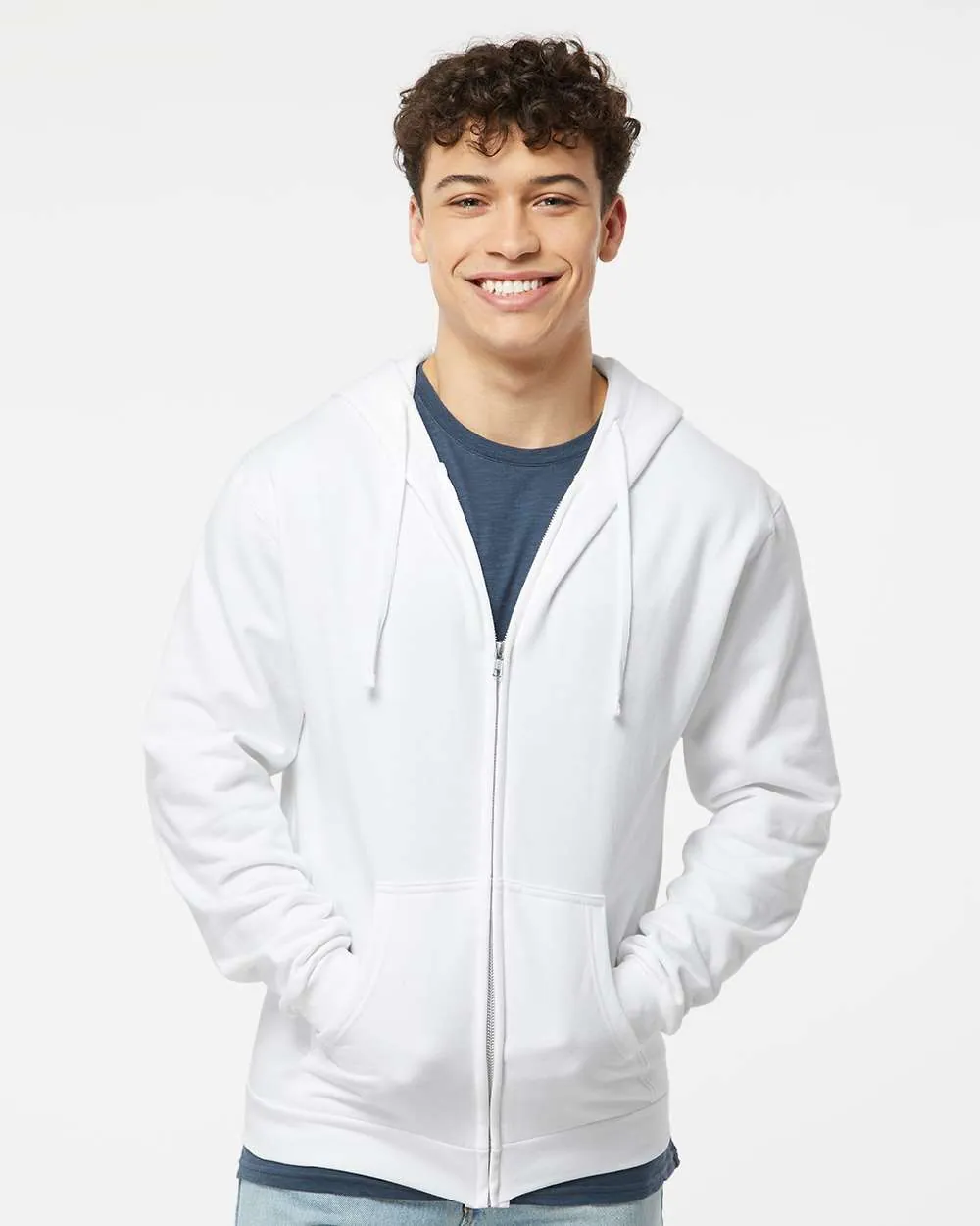 Tultex Full-Zip Hooded Sweatshirt White