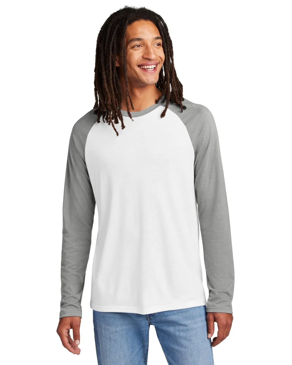 Allmade Triblend Colorblock Long Sleeve Aluminum Grey/Bright White