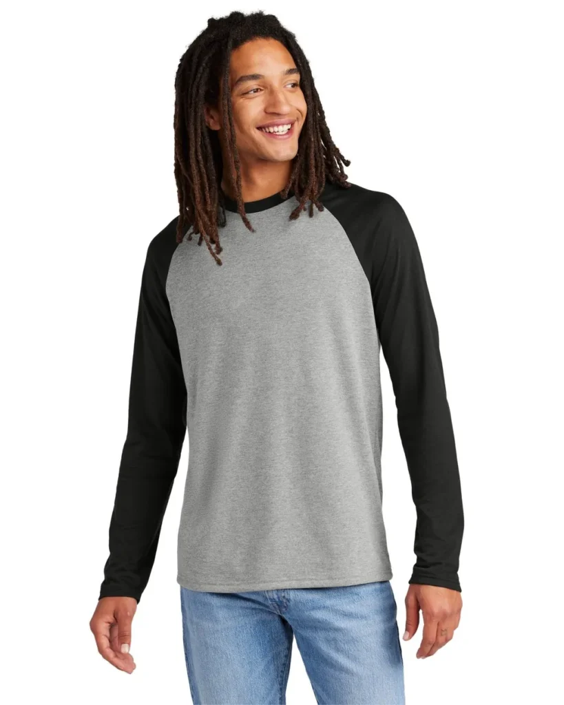 Allmade Triblend Colorblock Long Sleeve Deep Black/Aluminum Grey